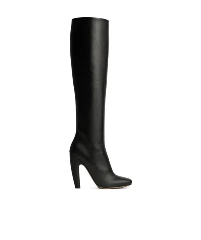Bottega Veneta Logo High-heeled Boots In Black