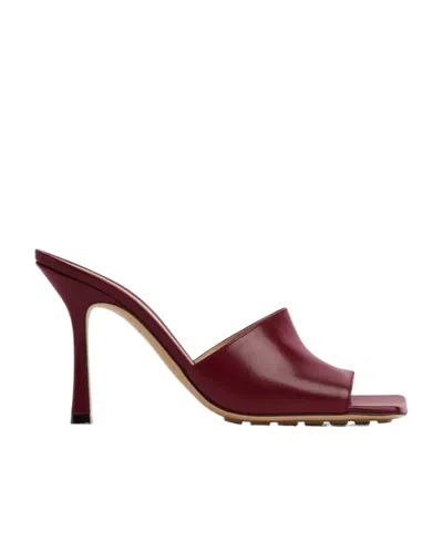 Bottega Veneta Logo High-heeled Sandals In Brown