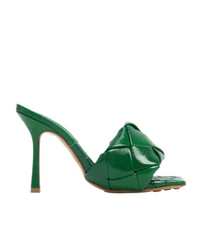 Bottega Veneta Logo High-heeled Sandals In Green