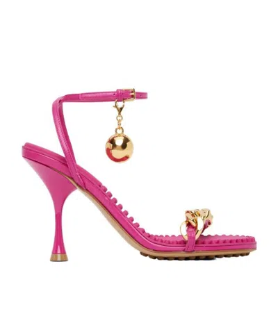 Bottega Veneta Pink Dot Heeled Sandals In 5148 Hollyhock