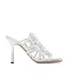 Bottega Veneta Green Nappa Leather Sandals With 10cm Heel For Women In White