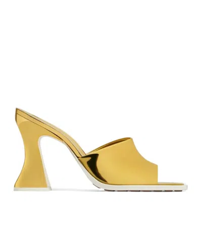 Bottega Veneta Logo High-heeled Sandals In Gold/white