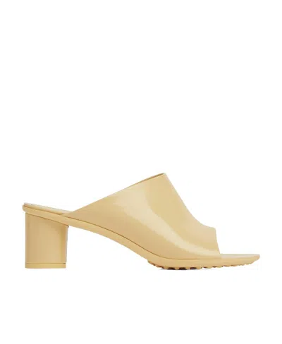 Bottega Veneta Logo High-heeled Sandals In Yellow