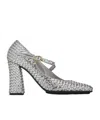 Bottega Veneta Intrecciato Metallic Leather Pumps In Gray