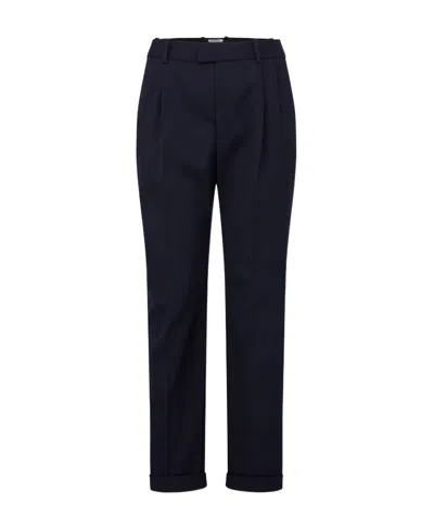 Bottega Veneta Logo High-waisted Casual Pants In Abyss