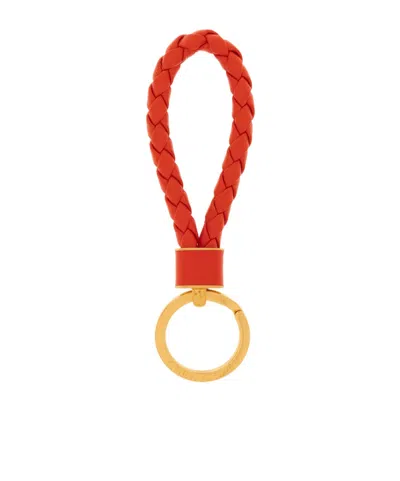 Bottega Veneta Logo Key Ring In Red