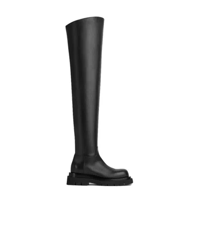 Bottega Veneta Logo Knee-high Boots In Black