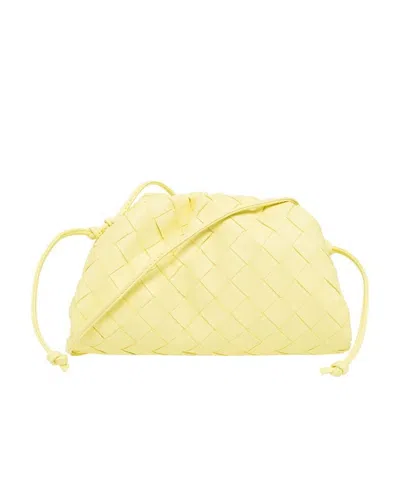 Bottega Veneta Logo Knitted Clutch In Yellow