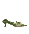 Bottega Veneta Logo Lacquered Leather High Heels In Green