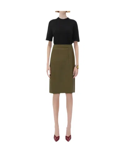 Bottega Veneta Logo Leather Skirt In Green
