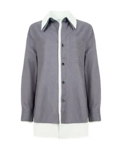 Bottega Veneta Logo Long-sleeved Shirt In Gray