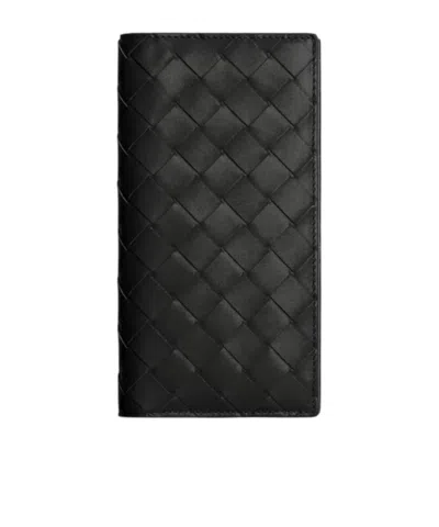 Bottega Veneta Logo Long Thin Purse In Black
