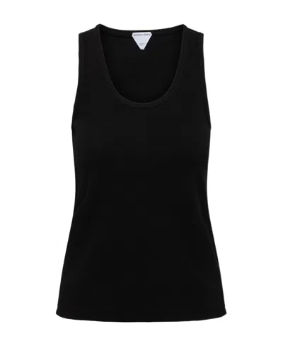 Bottega Veneta Logo Low-necked Vest In Black