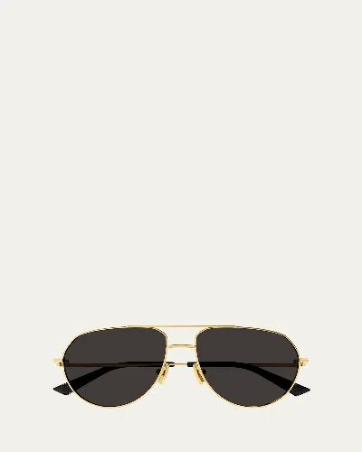 Bottega Veneta Logo Metal Aviator Sunglasses In Gold