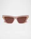 Bottega Veneta Logo Mixed-media Cat-eye Sunglasses In Red