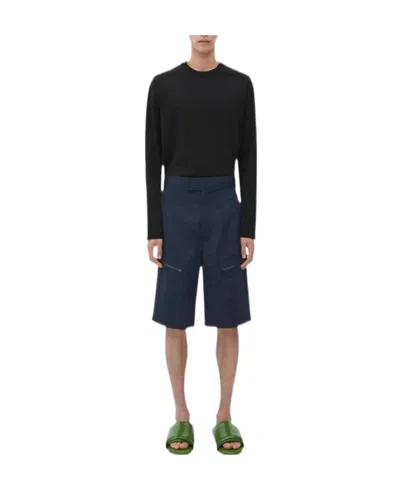 Bottega Veneta Logo Overalls Shorts In Black