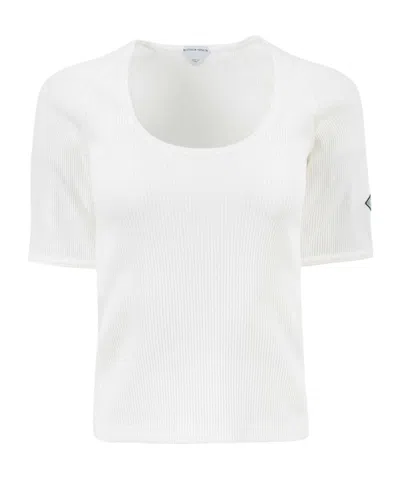 Bottega Veneta Logo-patch Fine-ribbed Top In White