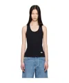 Bottega Veneta Navy Logo Patch Tank Top In Black