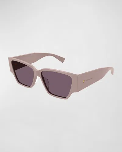Bottega Veneta Acetate Pink Sunglasses In Brown