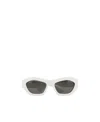 Bottega Veneta Hexagonal Oversized Sunglasses With Metal Arms In White