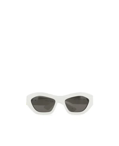 Bottega Veneta Hexagonal Oversized Sunglasses With Metal Arms In White