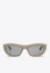 Bottega Veneta Logo Plaque Rectangular Sunglasses In Gray