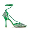 Bottega Veneta Rhinestone Embellished Mesh Sandals In Green