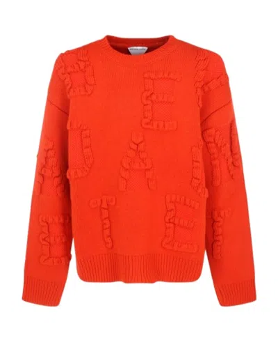 Bottega Veneta Logo Round Neck Letter Embossed Sweater In Red