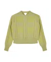 Bottega Veneta Logo Round Neck Waffle Sweater In Green