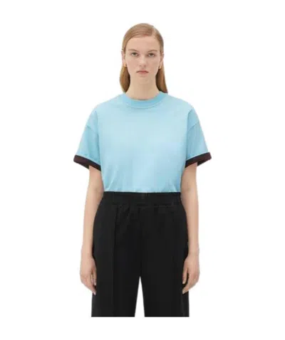 Bottega Veneta Logo Round-necked T-shirt In Blue