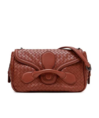 Bottega Veneta Logo Shoulder Bag In Brown