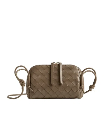 Bottega Veneta Logo Shoulder Bag In Brown