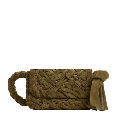 Bottega Veneta Logo Shoulder Bag In Olive Oil