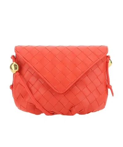 Bottega Veneta Logo Shoulder Bag In Orange