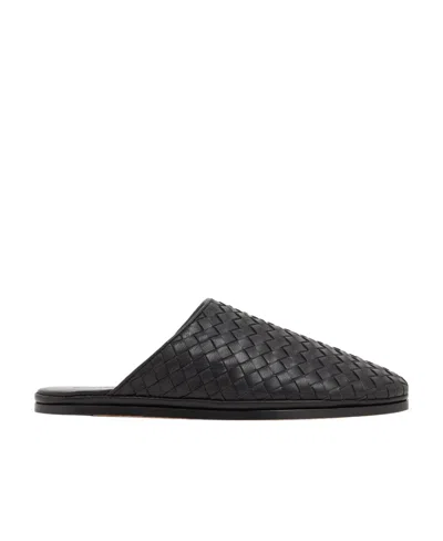 Bottega Veneta Logo Slippers In Black
