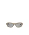 Bottega Veneta Logo Plaque Rectangular Sunglasses In Gray