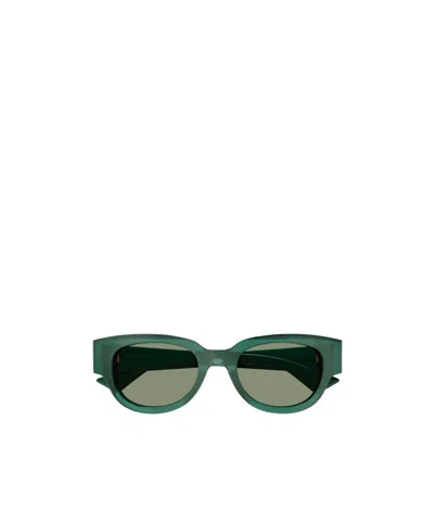 Bottega Veneta Logo Sunglasses In 003 Green Crystal Green