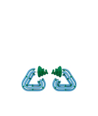 Bottega Veneta Logo Triangular Earrings In Blue