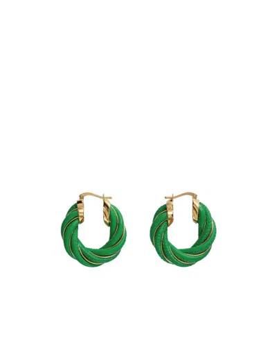 Bottega Veneta Logo Twisted Earrings In Green