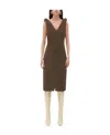 Bottega Veneta Logo V-neck Dress In Brown