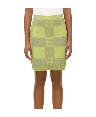Bottega Veneta Logo Waffle Skirt In Green