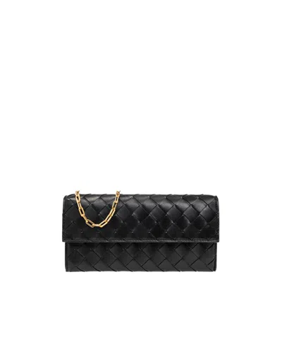 Bottega Veneta Logo Wallet In Black