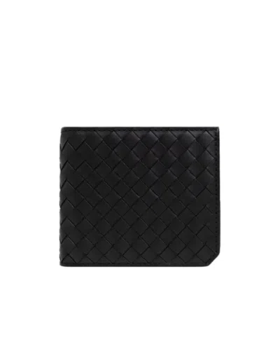 Bottega Veneta Intrecciato Bi-fold Wallet In Black