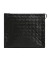 Bottega Veneta Logo Weaving Handbag In Black