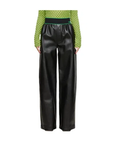 Bottega Veneta Logo Wide-legged Casual Pants In Black