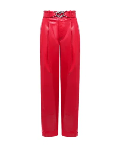 Bottega Veneta Logo Wide-legged Casual Pants In Red