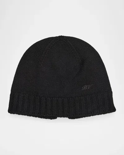 Bottega Veneta Logo Wool Beanie In Nero
