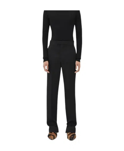 Bottega Veneta Logo Wool Dress Trousers In Black