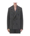 Bottega Veneta Logo Woolen Flannel Coat In Black