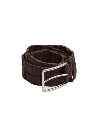 Bottega Veneta Logo Woven Belt In Black